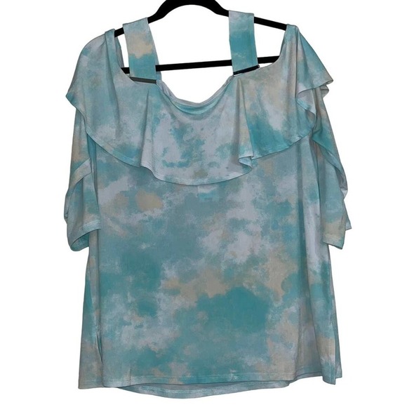JM Collection Cold Shoulder Top - Picture 1 of 5
